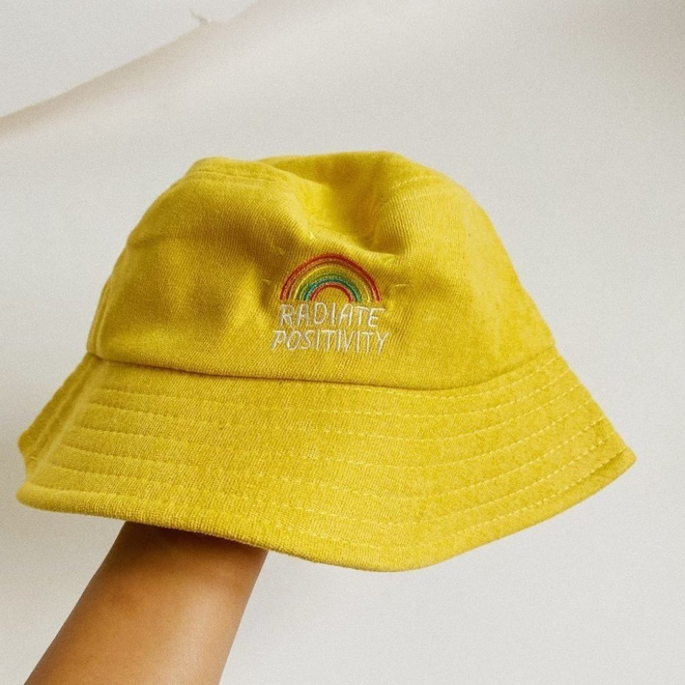 Radiate positivity mustard yellow bucket hat